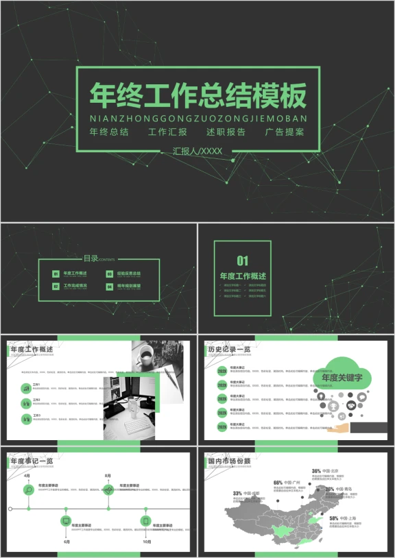 框架完整高定年终总结汇报模板ppt