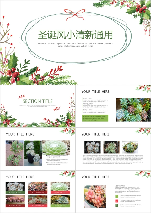 小清新圣诞风通用ppt模板