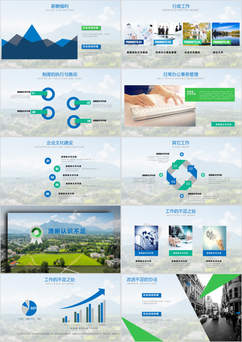 月度季度年度工作汇报总结计划ppt模板
