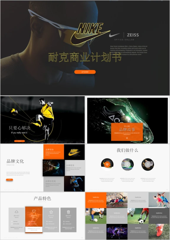 耐克NIKE体育运动品牌商业计划书ppt模板