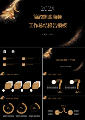 简约黑金商务工作总结报告模板ppt