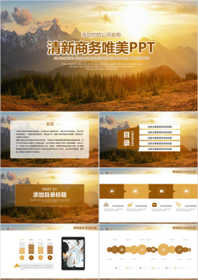 清新唯美商务汇报工作总结ppt