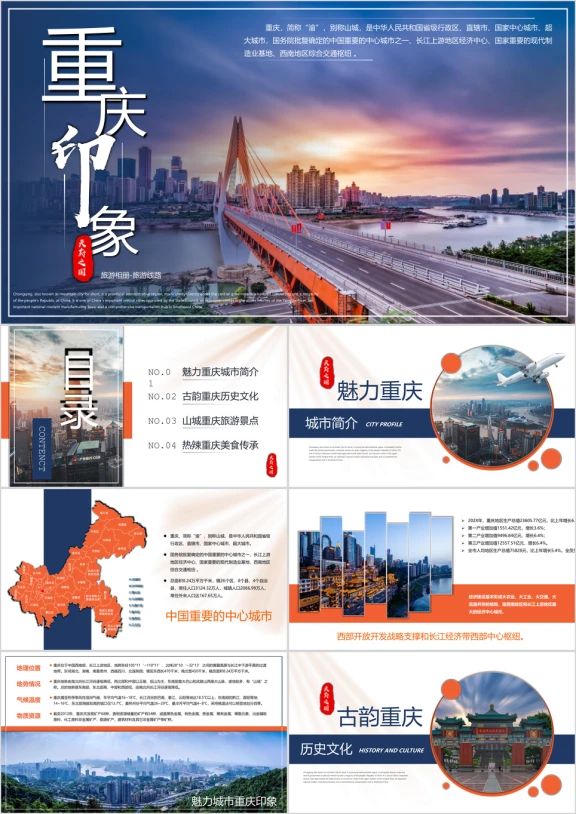 重庆印象ppt旅游相册线路推荐ppt