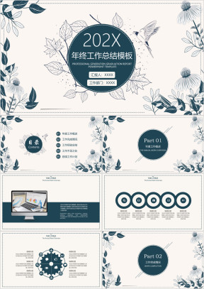 文艺复古年终工作总结计划模板ppt