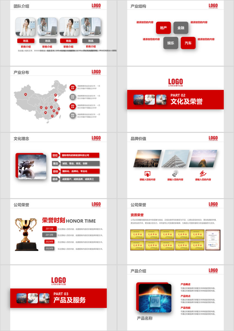 红色简约公司介绍企业宣传产品介绍创业融资ppt模