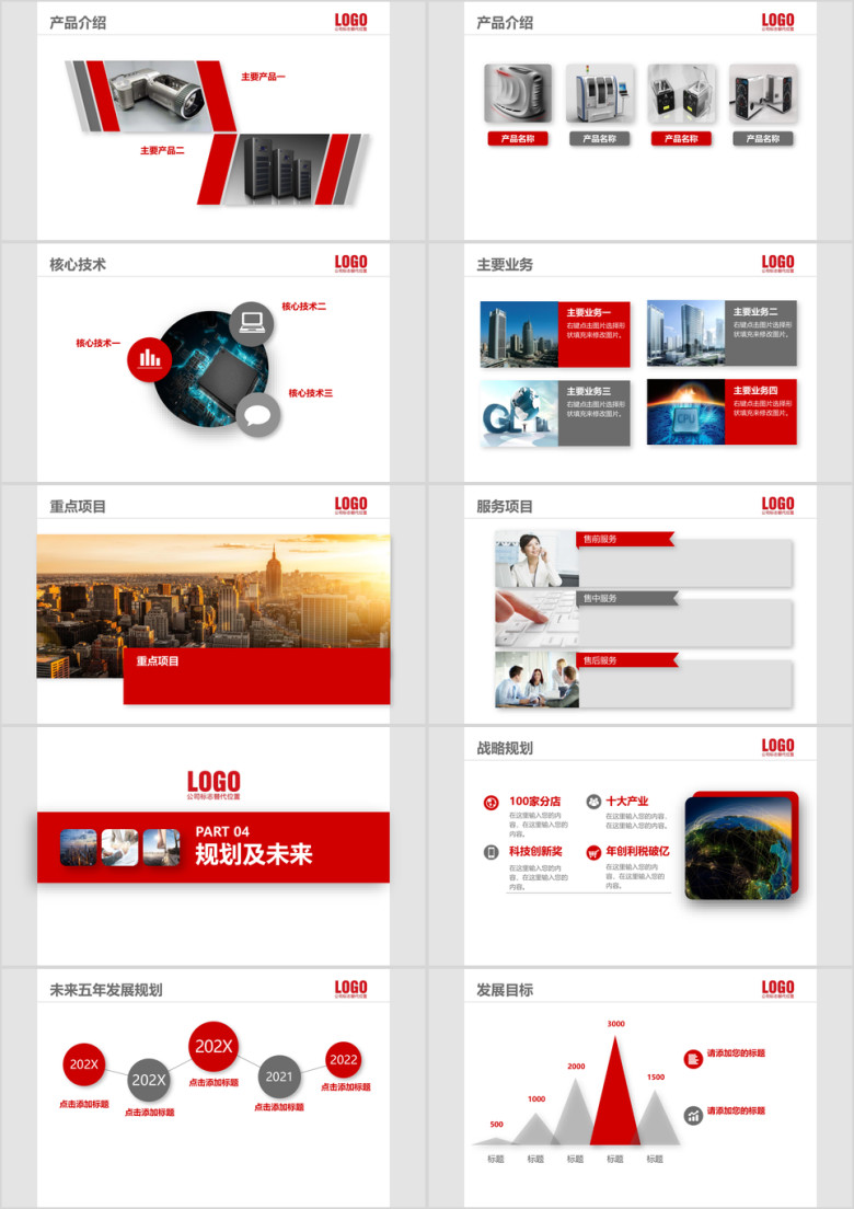 红色简约公司介绍企业宣传产品介绍创业融资ppt模