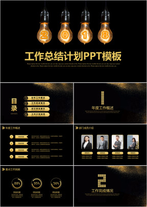 高端大气黑金年终工作总结报告暨新年计划ppt模板