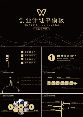 时尚大气曲线黑金企业商务计划书模板ppt