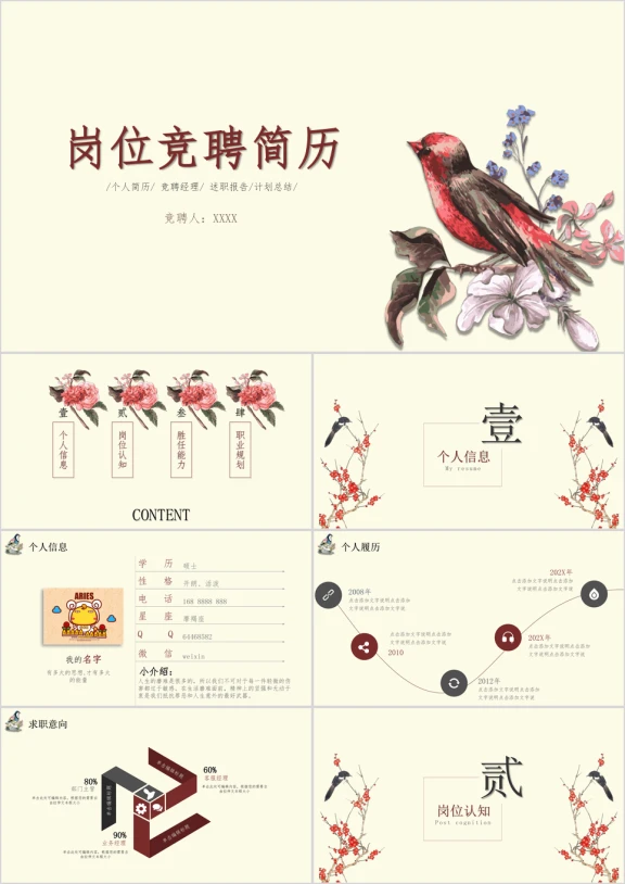 文艺范儿求职竞聘简历竞聘述职ppt模板