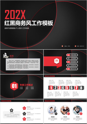 红黑简约时尚总结计划商务通用ppt