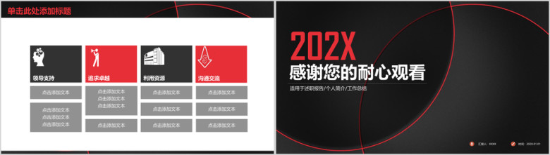 红黑简约时尚总结计划商务通用ppt