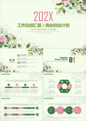 小清新商业创业计划书工作总结汇报ppt