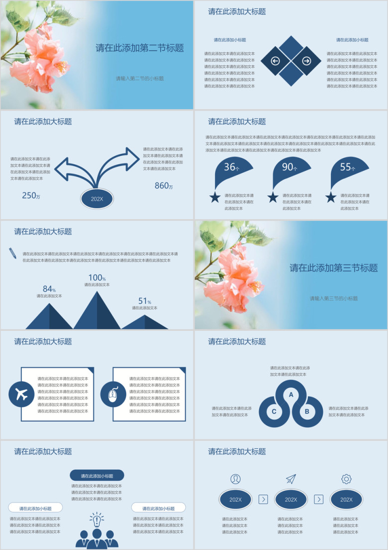 小清新鲜花唯美工作计划报告模板ppt