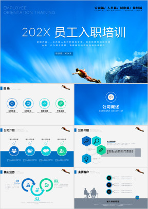 简约动态新员工入职培训ppt模板
