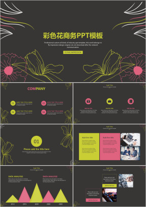 彩色花商务ppt模板