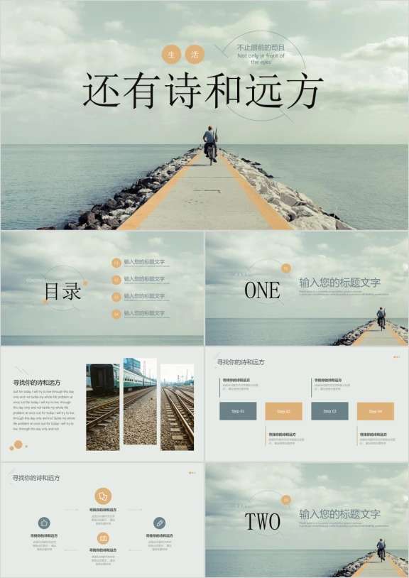 诗和远方励志工作总结计划商务简约ppt