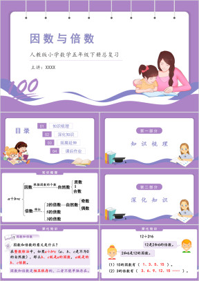 人教版小学数学五年级下册《因数与倍数》期末整理与复习课件
