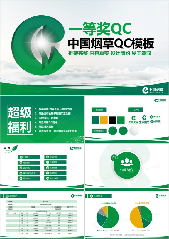 大气中国烟草QC比赛ppt模板