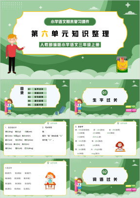 人教部编版小学语文三年级上册第六单元知识整理复习PPT课件