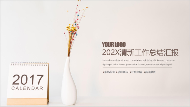 清新简约工作总结汇报ppt