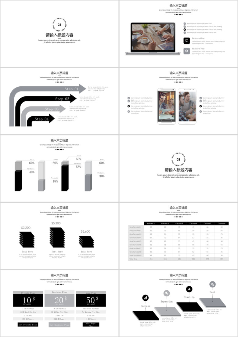 黑白小清新通用商务模板ppt
