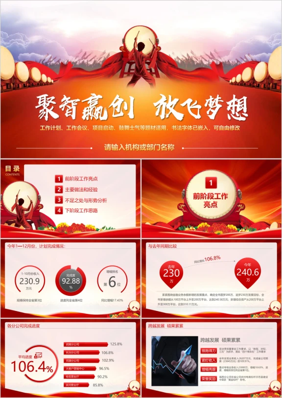 赢战狗年鼓舞士气工作计划工作总结工作会议ppt
