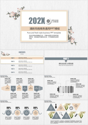 清新文艺商务工作总结汇报模板ppt