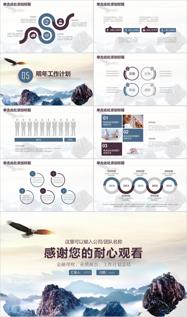 高瞻远瞩稳重商务风年终总结工作汇报ppt
