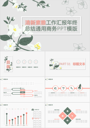 清新素雅工作汇报年终总结通用商务ppt模板