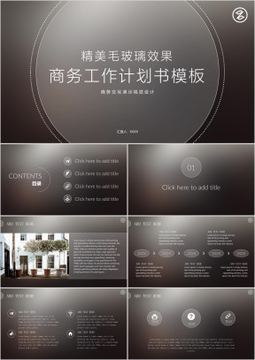 精美毛玻璃效果商业计划书策划书模板ppt