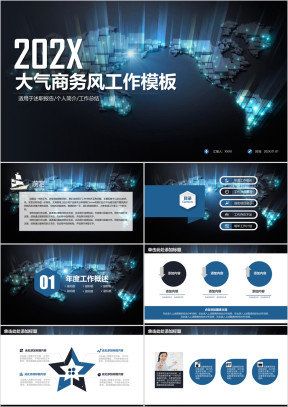 大气炫酷商务科技风工作汇报总结ppt