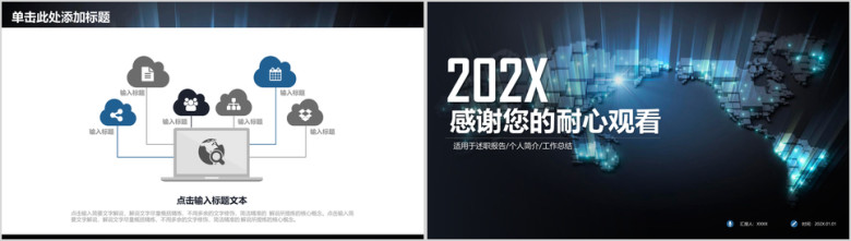 大气炫酷商务科技风工作汇报总结ppt