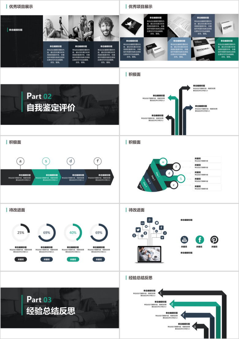 年终工作总结商务简约精美实用ppt模板