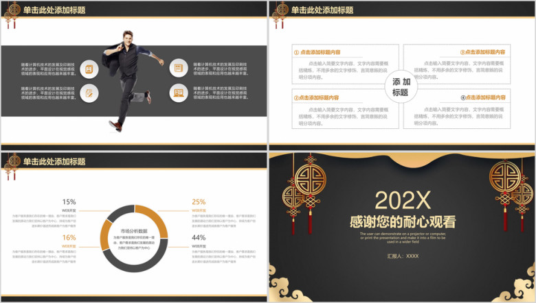 黑金古典中式年终工作总结汇报ppt