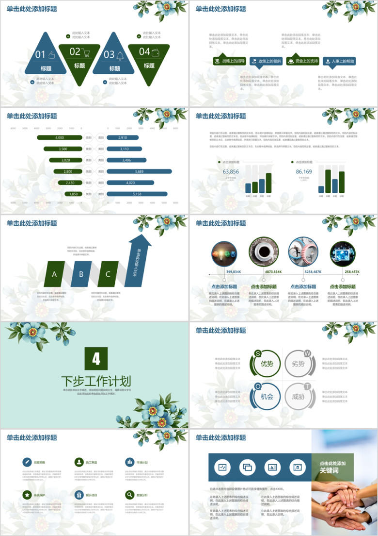 小清新唯美花卉商务通用年终总结汇报ppt