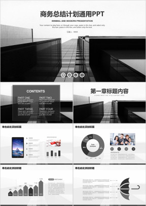 稳重简约欧美风商务工作总结计划ppt