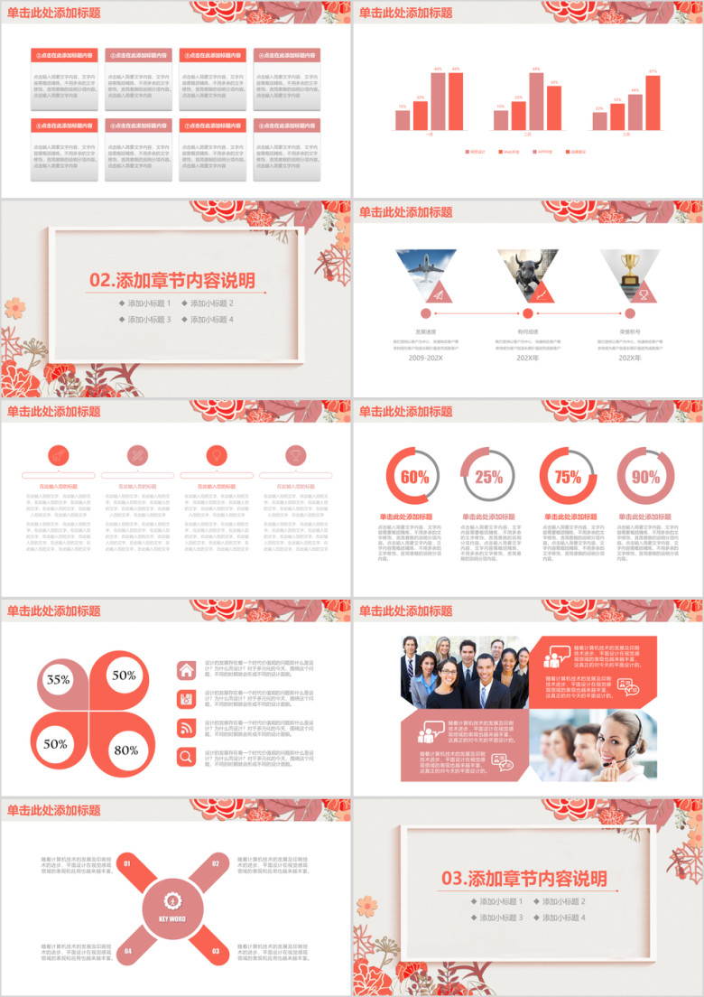淡雅小清新简约大气年终工作总结汇报ppt