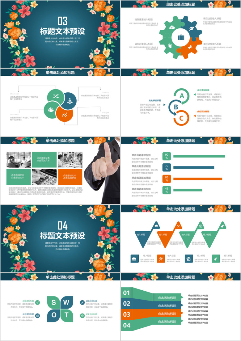 小碎花清新论文答辩ppt