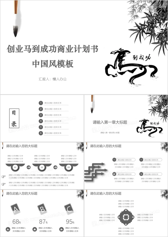 创业马到成功商业计划书中国风模板ppt