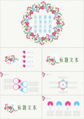 清新靓丽文雅简约商务汇报ppt
