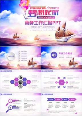 青春绽放梦想起航商务工作汇报总结计划ppt