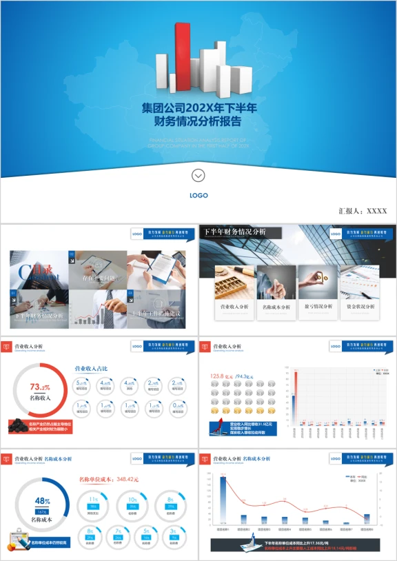 商务简约年终总结财务报告数据汇报图表均可编辑ppt