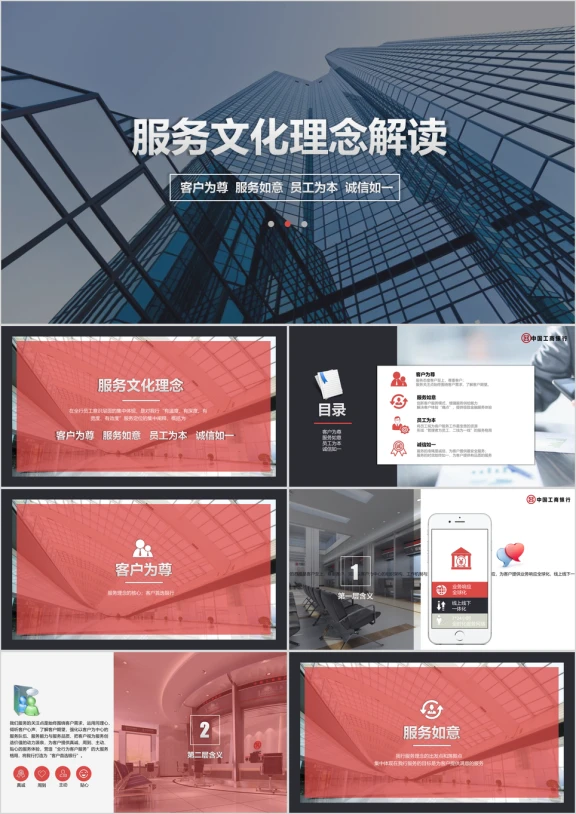 工商银行服务企业文化员工内部培训模板ppt