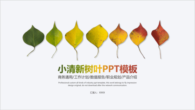 小清新树叶ppt模板