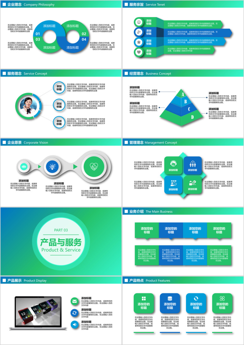 最新绿色简约大气公司介绍产品宣传商务融资ppt