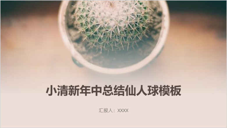 小清新年中总结仙人球模板ppt