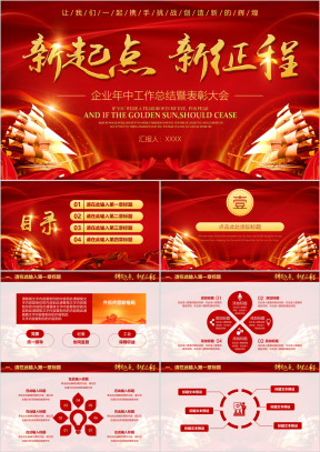 企业年中工作总结暨表彰大会商务模板ppt