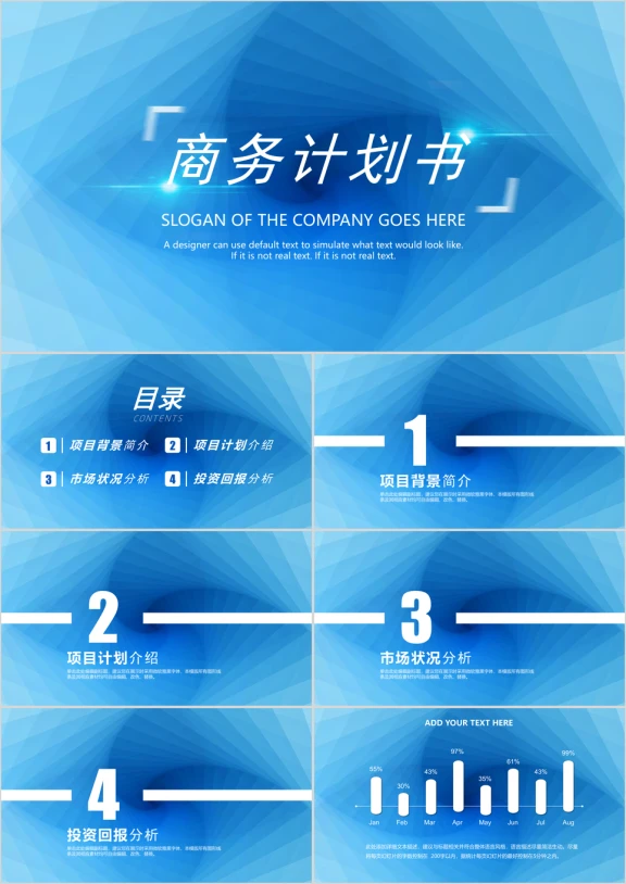 蓝色科技商务计划书ppt