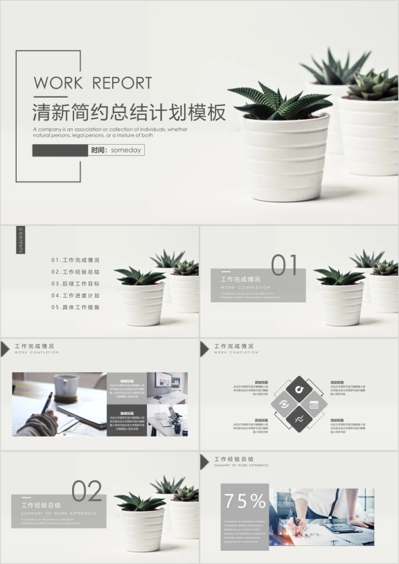 工作总结计划商务简约模板ppt