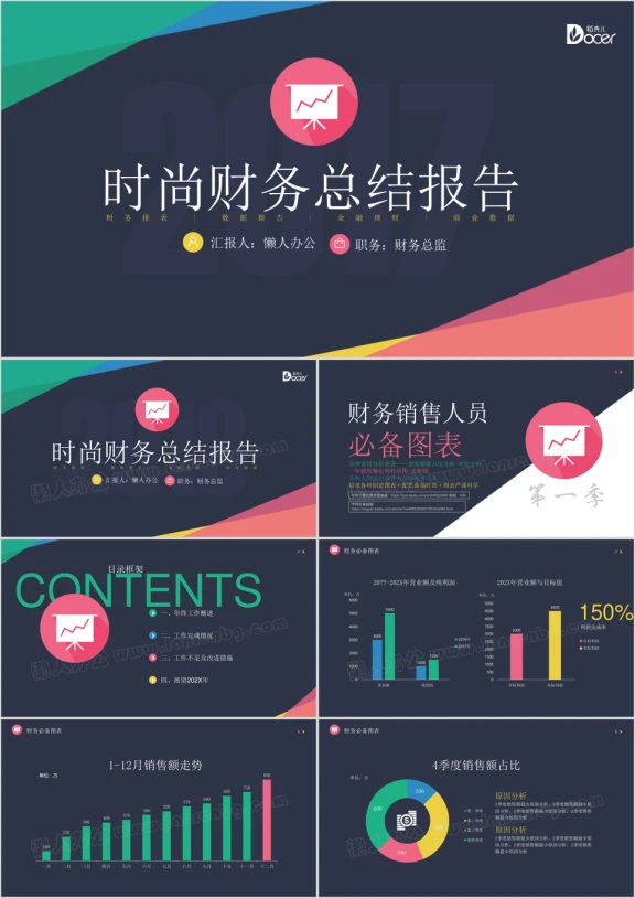 时尚简约年终财务销售必备图表ppt模板